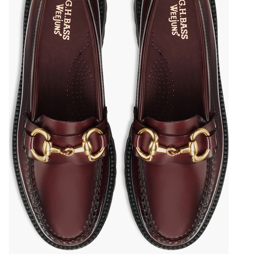 G.H. Bass & Co. Burgundy Loafers with Gold Accents